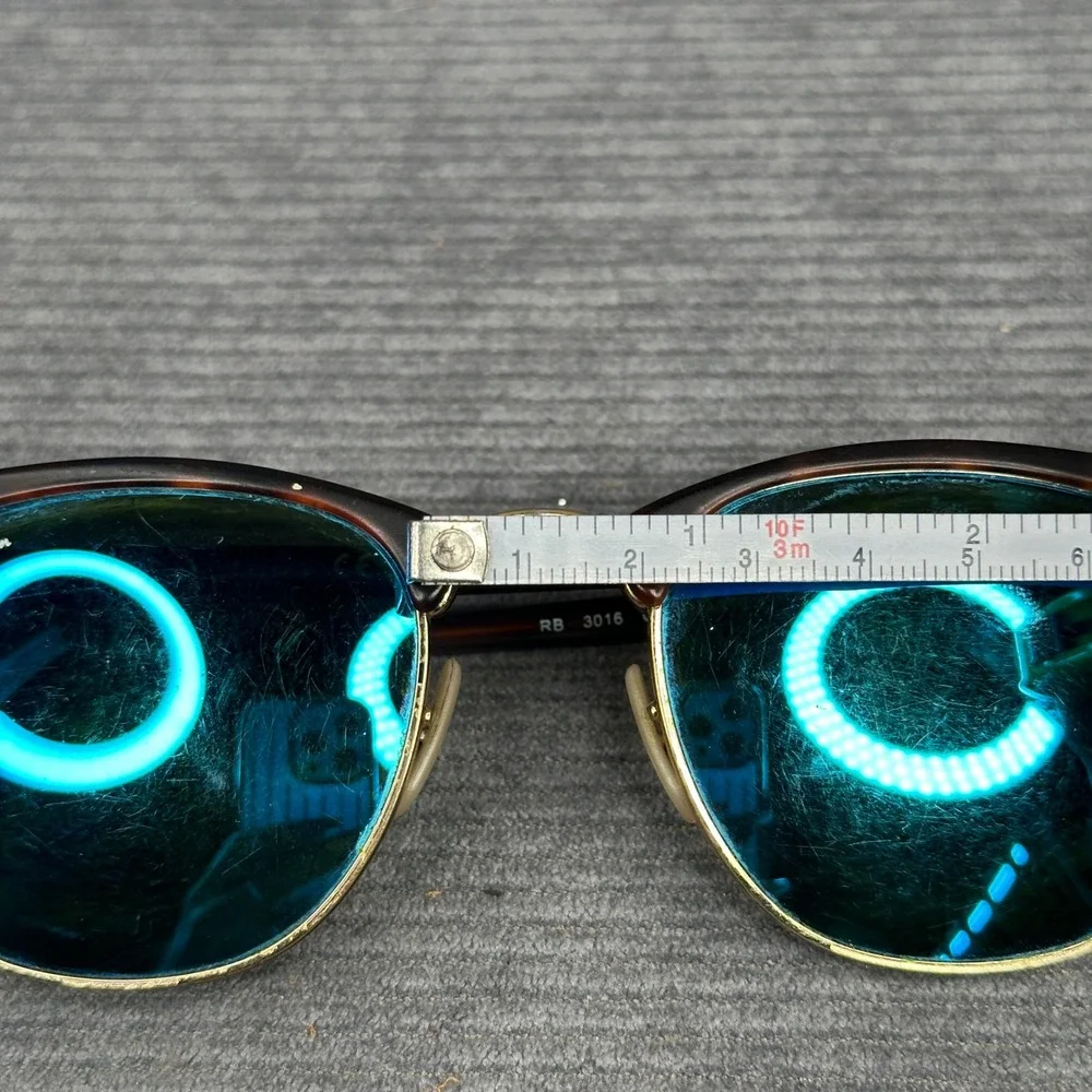 Ray-Ban RB3016 Clubmaster Tortoise Blue Flash Mirror Sunglasses 51mm Y2k